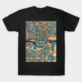 Oklahoma City Map Pattern in Mid Century Pastel T-Shirt